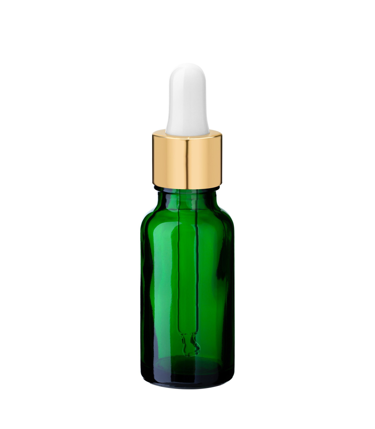 Glasflasche 20 ml grün mit goldener Pipette