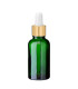 Glasflasche 30 ml grün mit goldener Pipette