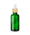 Glasflasche 50 ml grün mit goldener Pipette