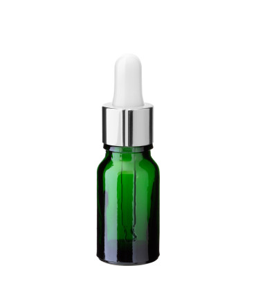 Glasflasche 10 ml grün mit silberner Pipette