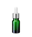 Grüne Glasflasche 10 ml mit silberner Pipette