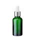 Glasflasche 30 ml grün mit silberner Pipette