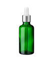Glasflasche 50 ml grün mit silberner Pipette