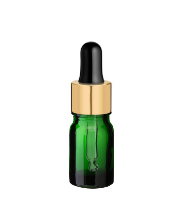 Glasflasche 5 ml grün mit goldener Pipette [2]