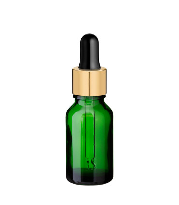 Glasflasche 15 ml grün mit goldener Pipette [2]
