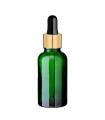 Glasflasche 30 ml grün mit goldener Pipette [2]