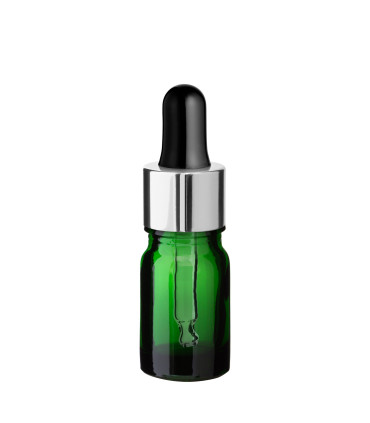 Glasflasche 5 ml grün mit silberner Pipette [2]