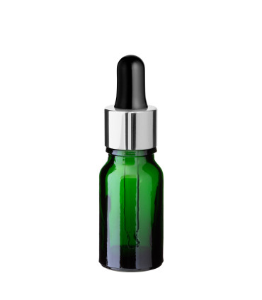 Glasflasche 10 ml grün mit silberner Pipette [2]