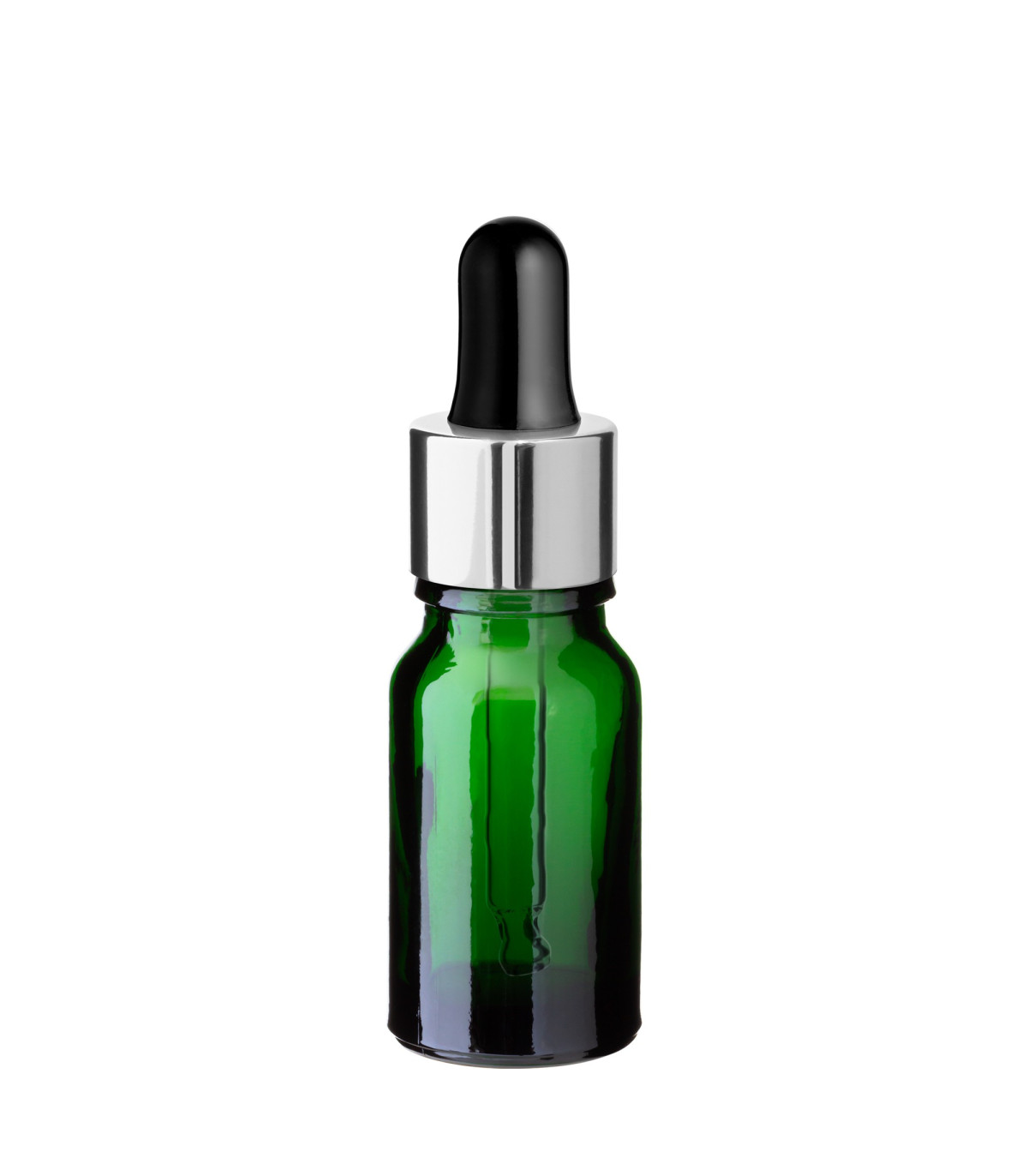 Glasflasche 10 ml grün mit silberner Pipette [2]