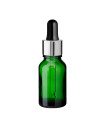 Glasflasche 15 ml grün mit silberner Pipette [2]