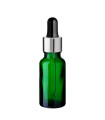 Glasflasche 20 ml grün mit silberner Pipette [2]