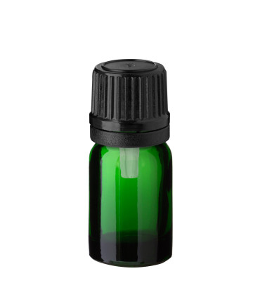 Glasflasche 5 ml grün mit schwarzem Tropfer