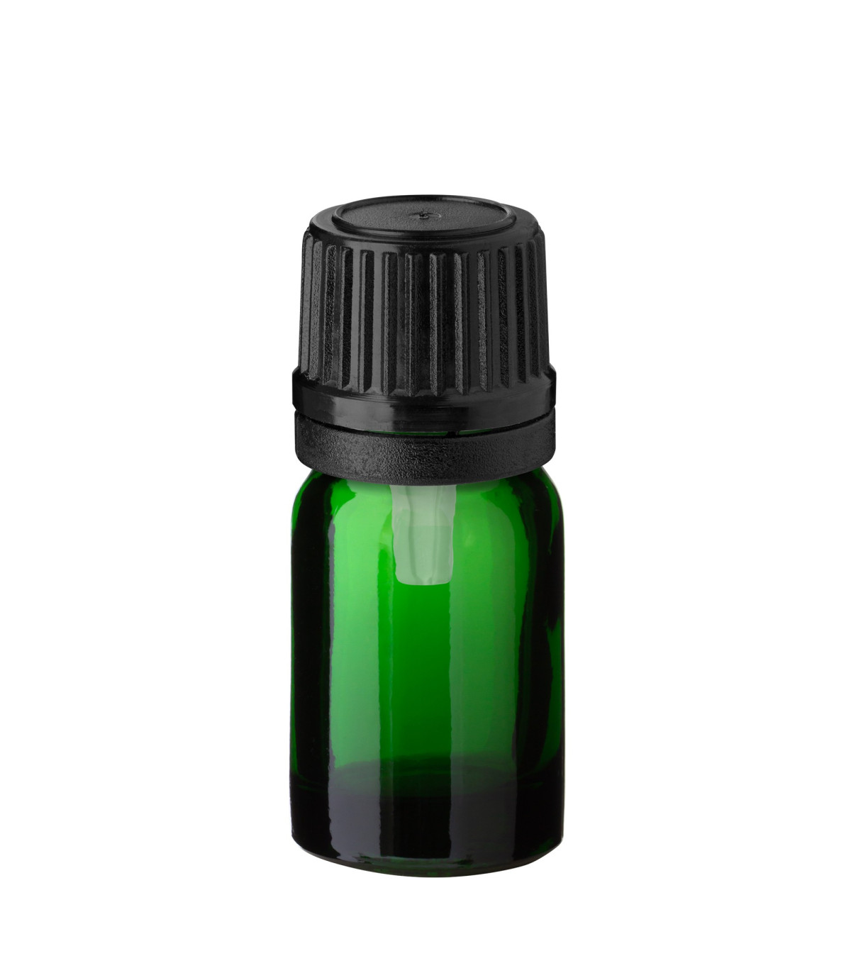 Glasflasche 5 ml grün mit schwarzem Tropfer