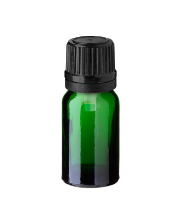 Glasflasche 10 ml grün mit schwarzem Tropfer