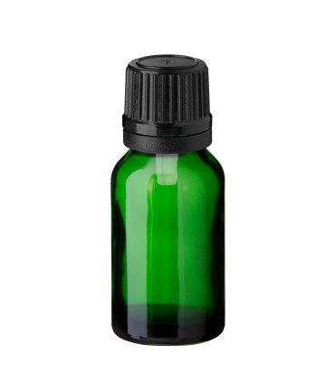 Glasflasche 15 ml grün mit schwarzem Tropfer