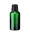 Glasflasche 30 ml grün mit schwarzem Tropfer