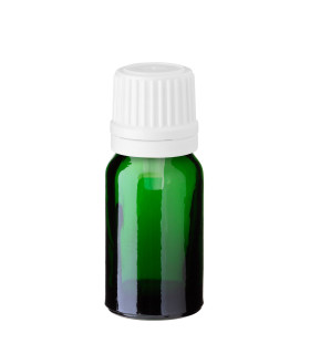 Grüne Glasflasche 10 ml mit weißem Tropfer