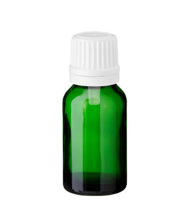 Glasflasche 15 ml grün mit weißem Tropfer