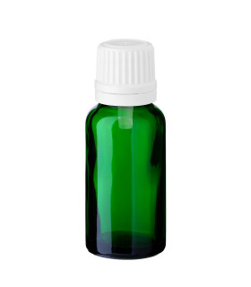 Grüne Glasflasche 20 ml mit weißem Tropfer
