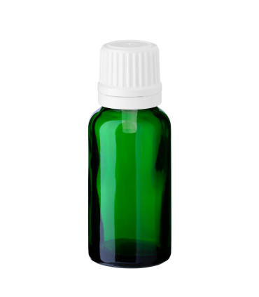 Glasflasche 20 ml grün mit weißem Tropfer