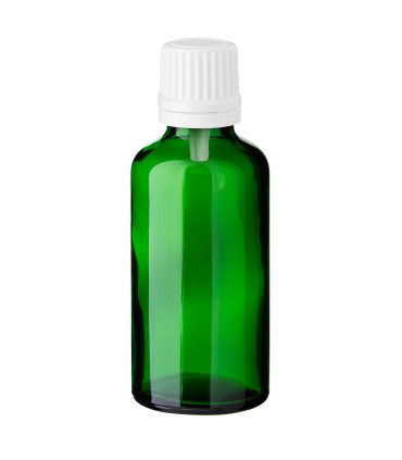 Glasflasche 50 ml grün mit weißem Tropfer