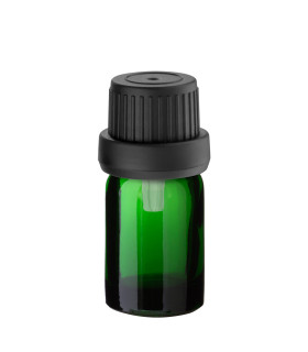 Grüne Glasflasche 5 ml mit schwarzem Tropfer [2]