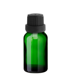 Grüne Glasflasche 15 ml mit schwarzem Tropfer [2]