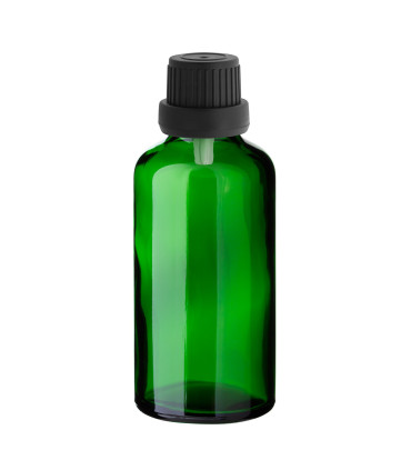 Glasflasche 50 ml grün mit schwarzem Tropfer [2]