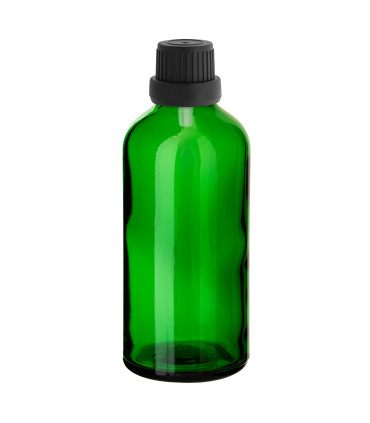Glasflasche 100 ml grün mit schwarzem Tropfer [2]