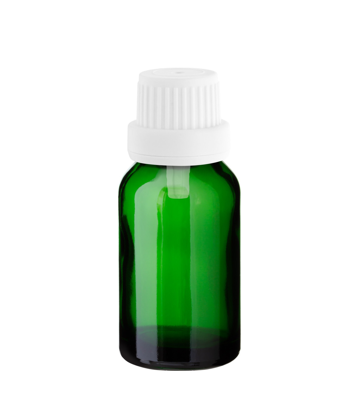 Glasflasche 15 ml grün mit weißem Tropfer [2]