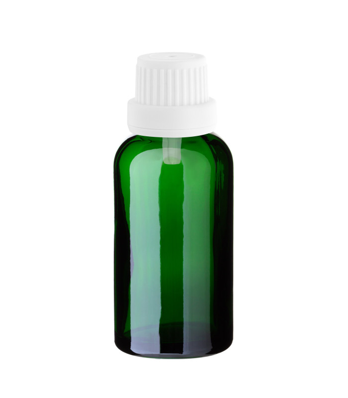 Glasflasche 30 ml grün mit weißem Tropfer [2]