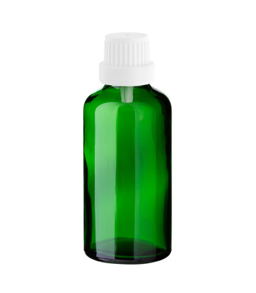Glasflasche 50 ml grün mit weißem Tropfer [2]