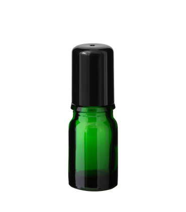 Glasflasche 5 ml grün Roll-on mit schwarzem Schraubverschluss