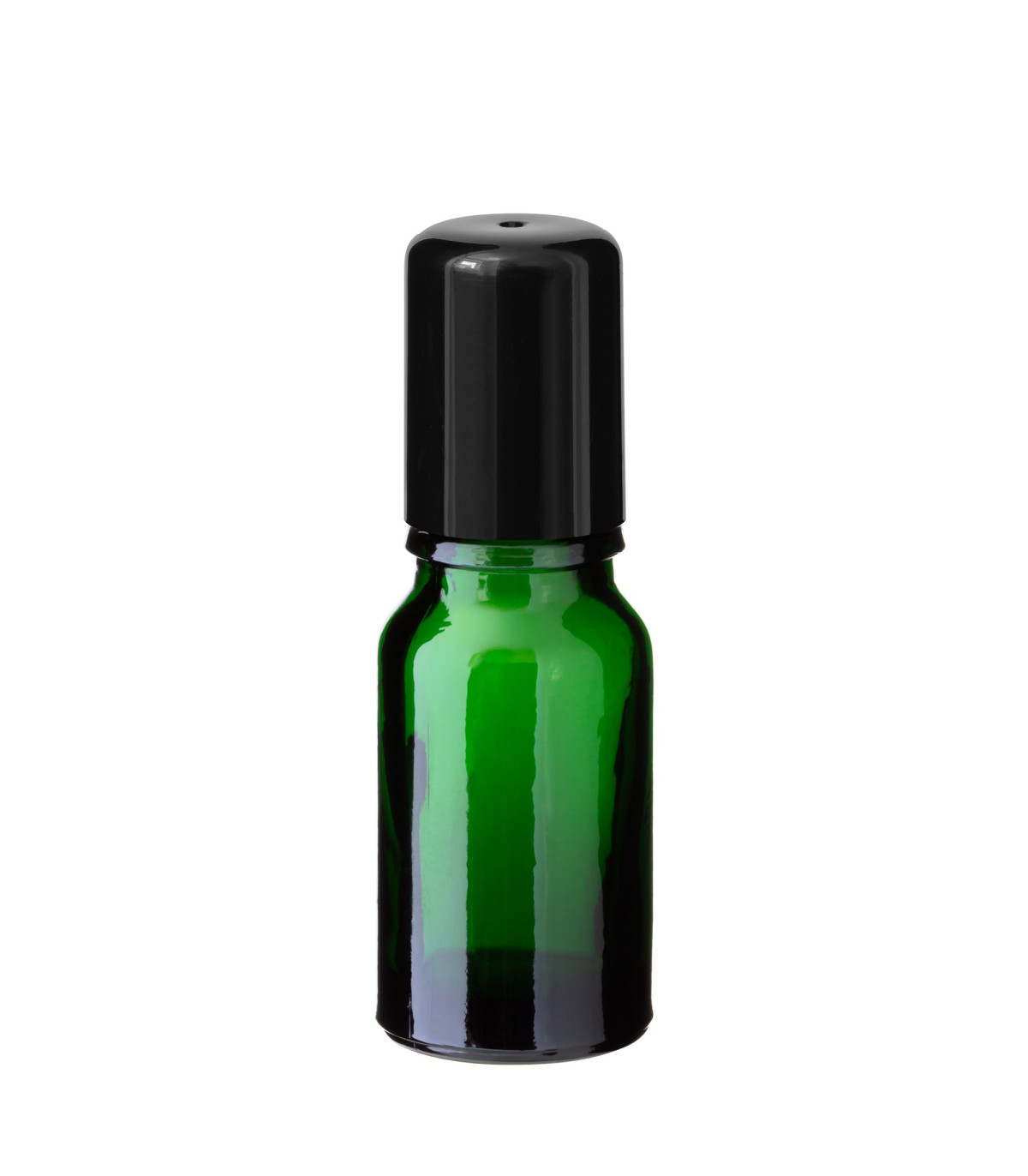 Glasflasche 10 ml grün Roll-on mit schwarzem Schraubverschluss