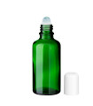 Glasflasche 50 ml grün Roll-on mit weißem Schraubverschluss