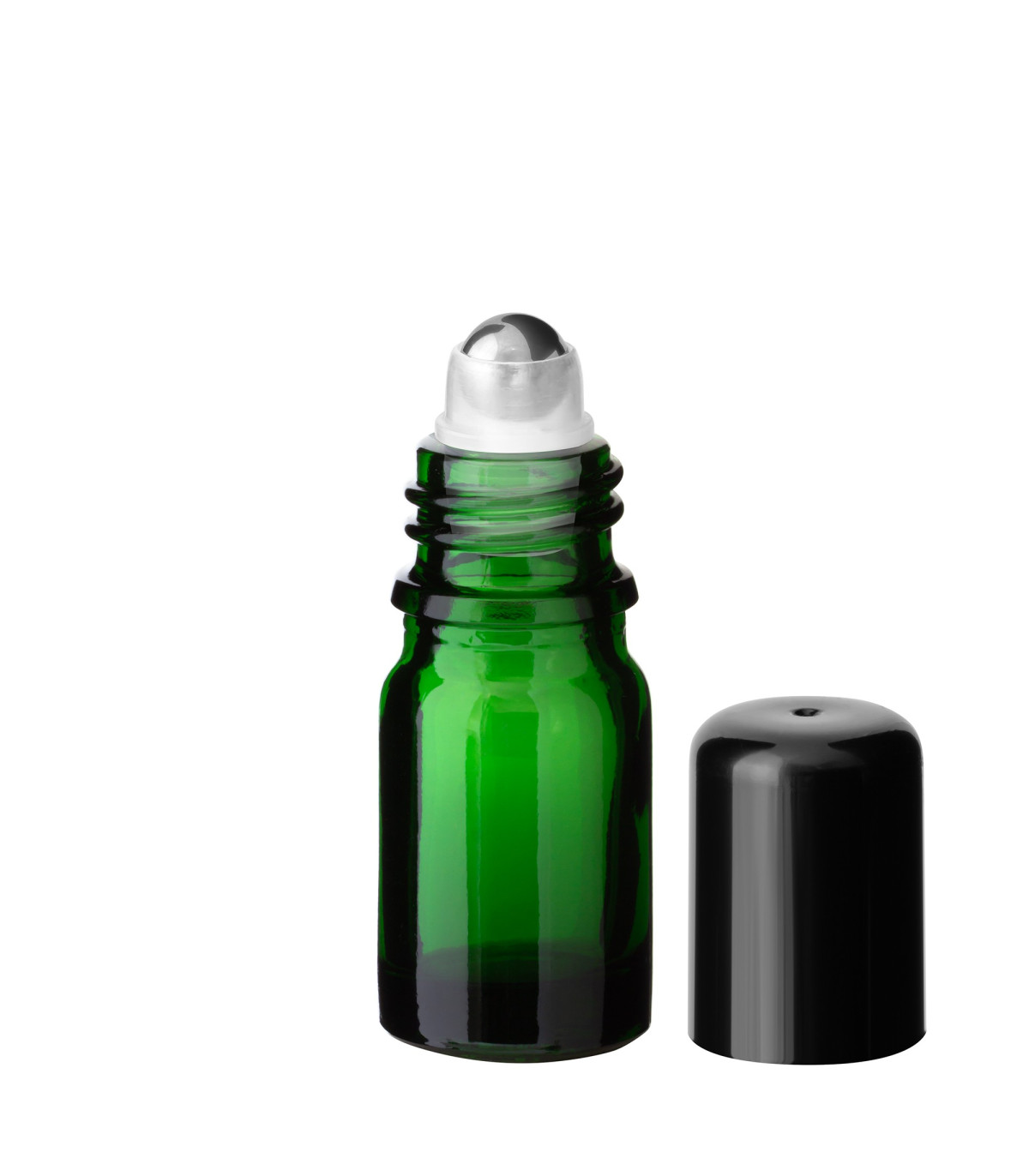 Glasflasche 5 ml grün Roll-on mit schwarzem Schraubverschluss [2]