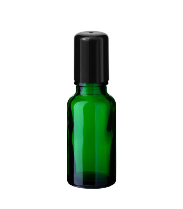 Glasflasche 20 ml grün Roll-on mit schwarzem Schraubverschluss [2]
