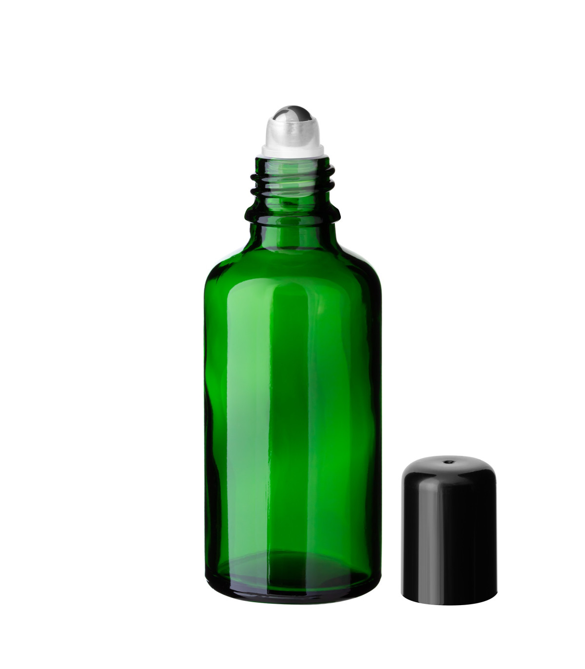 Glasflasche 50 ml grün Roll-on mit schwarzem Schraubverschluss [2]