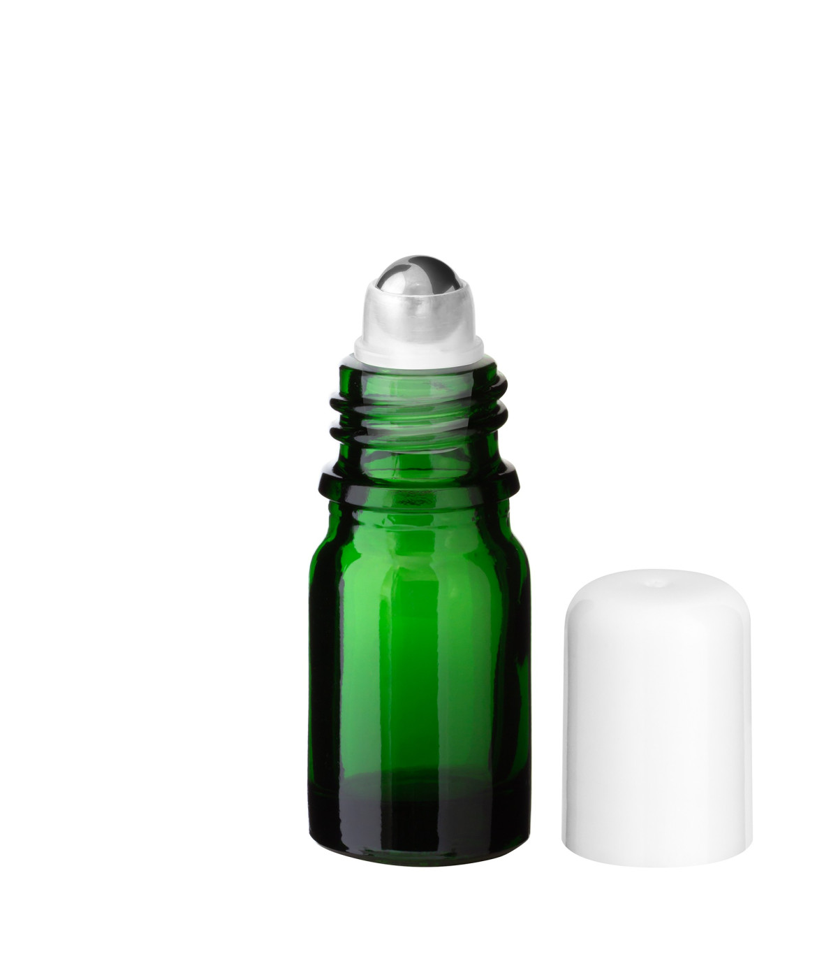 Glasflasche 5 ml grün Roll-on mit weißem Schraubverschluss [2]