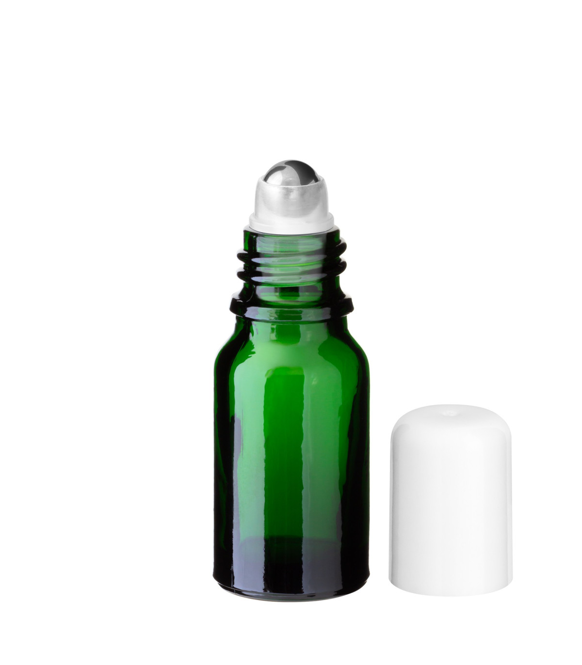Glasflasche 10 ml grün Roll-on mit weißem Schraubverschluss [2]