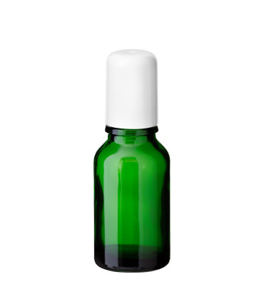 Glasflasche 15 ml grün Roll-on mit weißem Schraubverschluss [2]