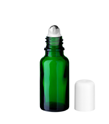 Glasflasche 20 ml grün Roll-on mit weißem Schraubverschluss [2]