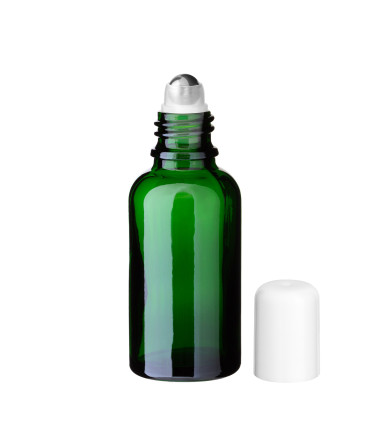 Glasflasche 30 ml grün Roll-on mit weißem Schraubverschluss [2]