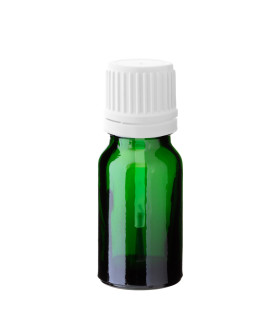 Grüne Glasflasche 10 ml mit weißem Pinsel