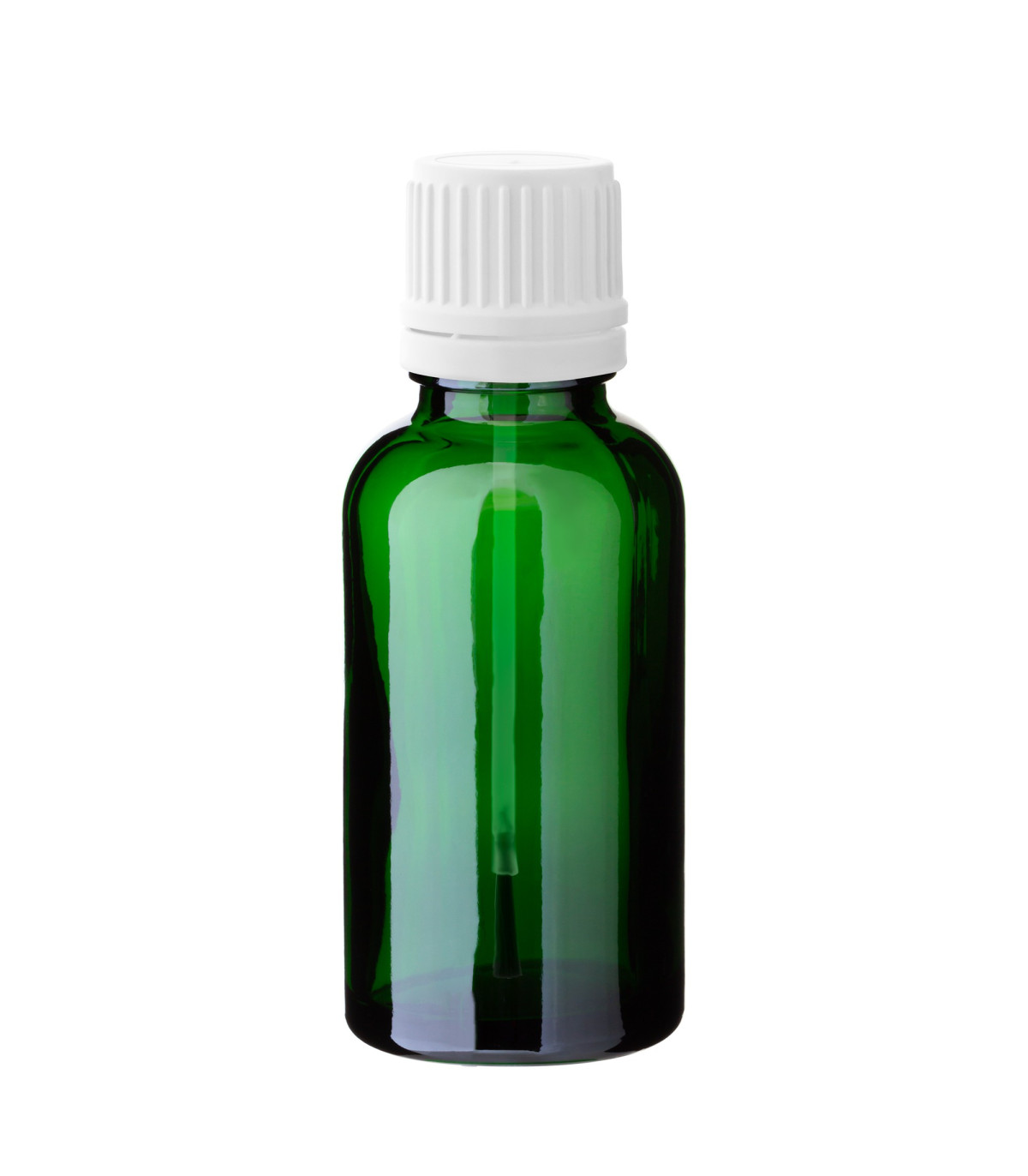 Glasflasche 30 ml grün mit weißem Pinsel