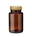 Weithalsglas 100 ml braun mit goldenem Unishell-Deckel