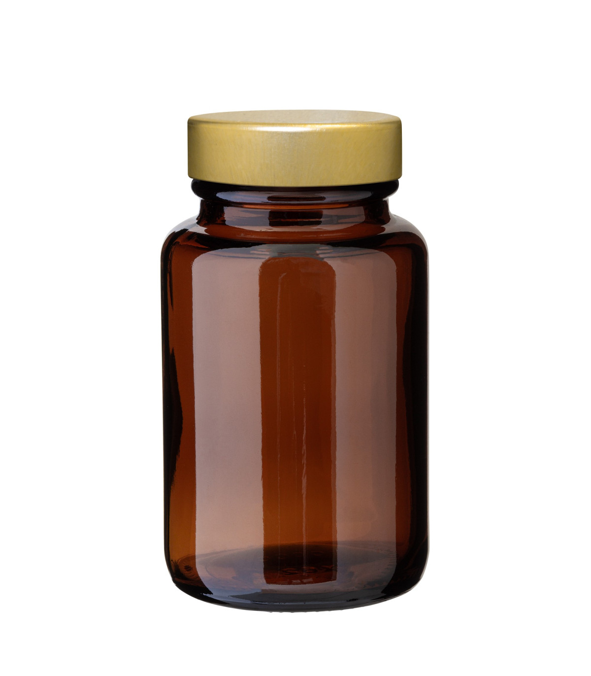 Weithalsglas 100 ml braun mit goldenem Unishell-Deckel