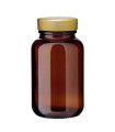 Weithalsglas 120 ml braun mit goldenem Unishell-Deckel