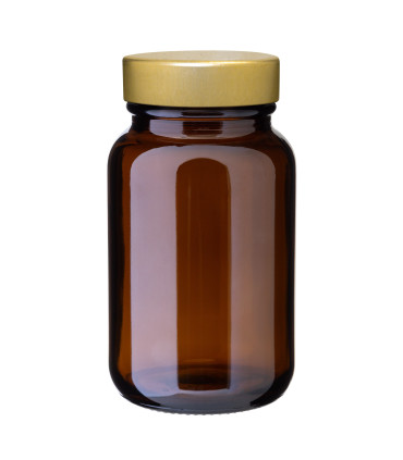 Weithalsglas 150 ml braun mit goldenem Unishell-Deckel