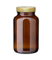 Weithalsglas 200 ml braun mit goldenem Unishell-Deckel